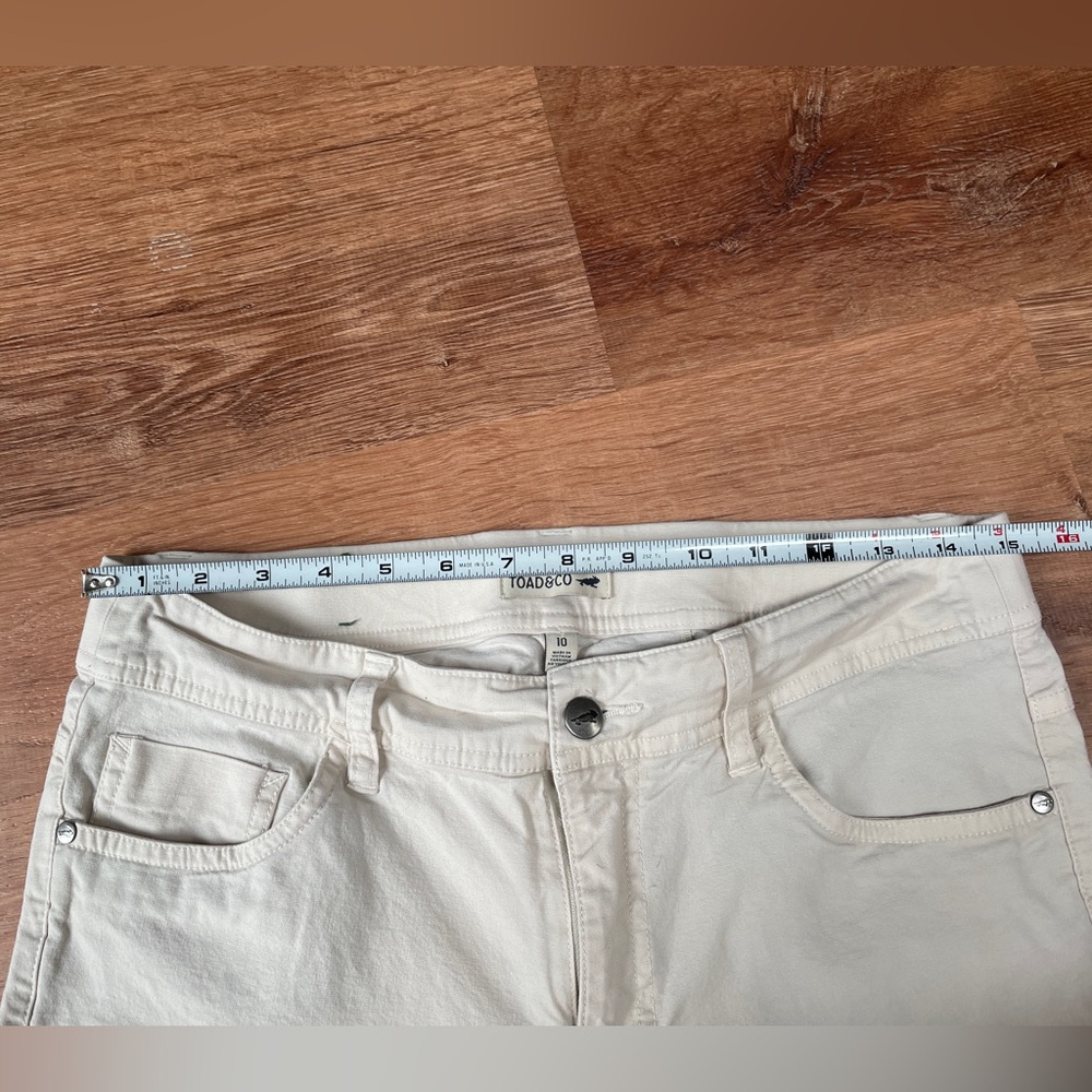 Toad & Co womens skinny pants size 10 off white organic cotton sustainable - Picture 10 of 11